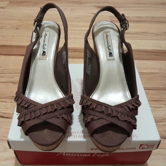 American Eagle By Payless Shoes - American Eagle Brown Wedge Sandals